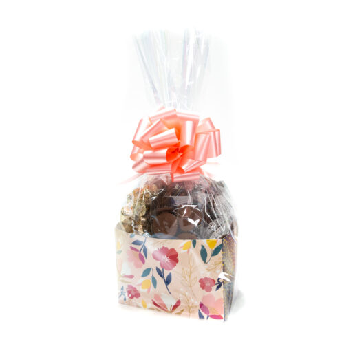 peach and navy floral chocolate basket